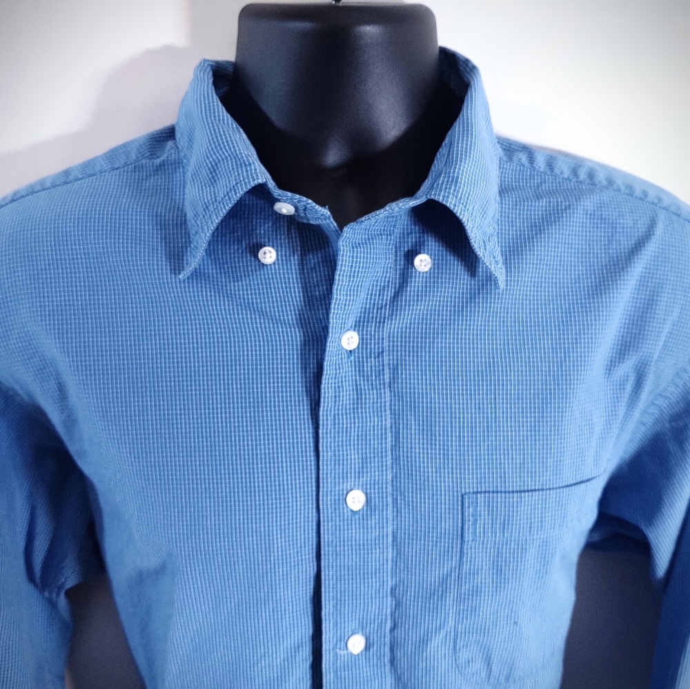 Brooks Brothers 16-4 men's blue check dress shirt